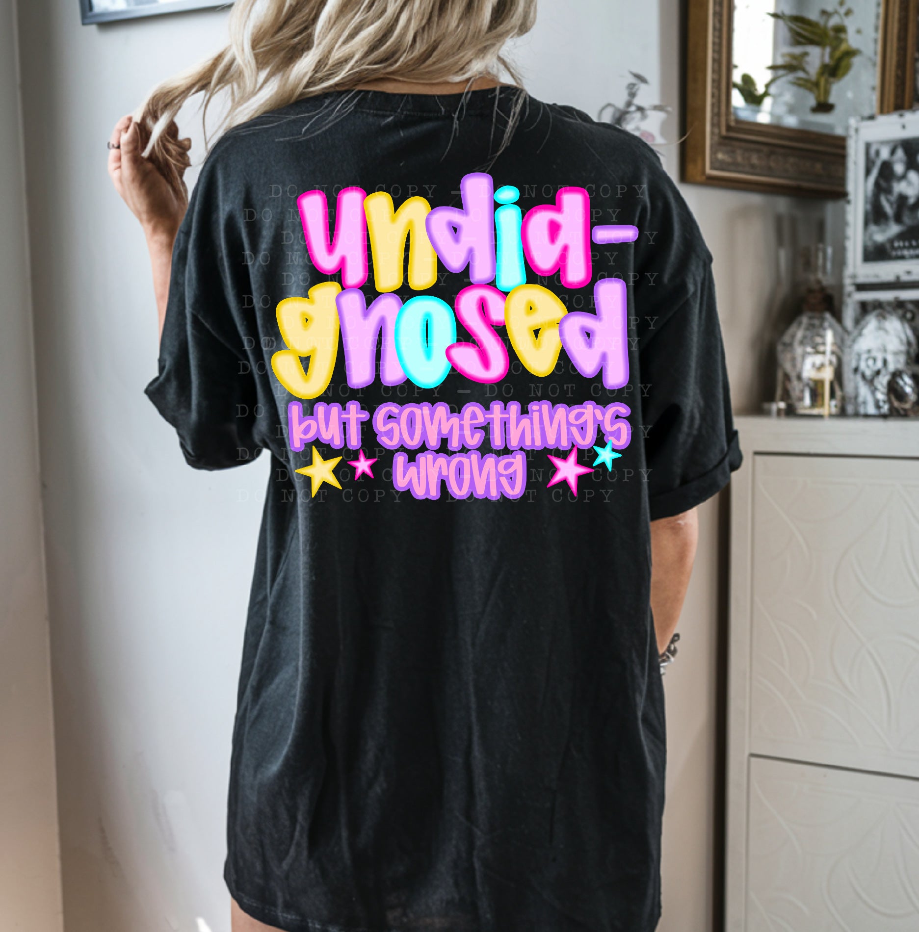 Undiagnosed But Something's Wrong Neon 104871 DTF transfer