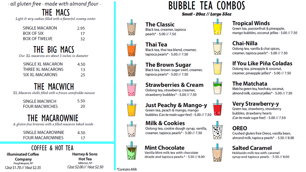 bubble tea menu