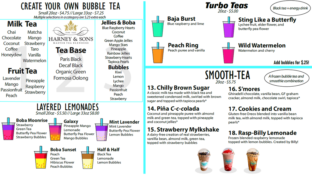 bubble tea menu