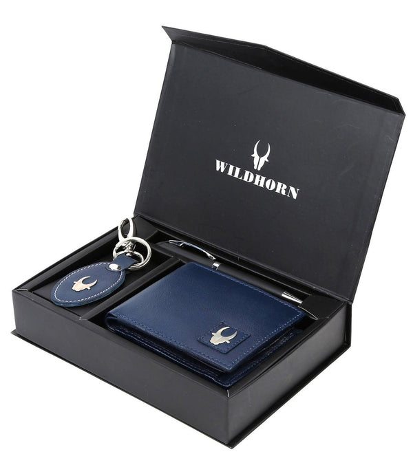 WildHorn Gift Hamper for Men I Top Grain Leather Wallet, Keychain & Pen  Combo Gift Set