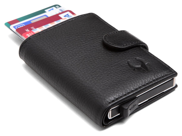 WildHorn® RFID Protected Unisex Genuine Leather Card Holder (Black) –  WILDHORN