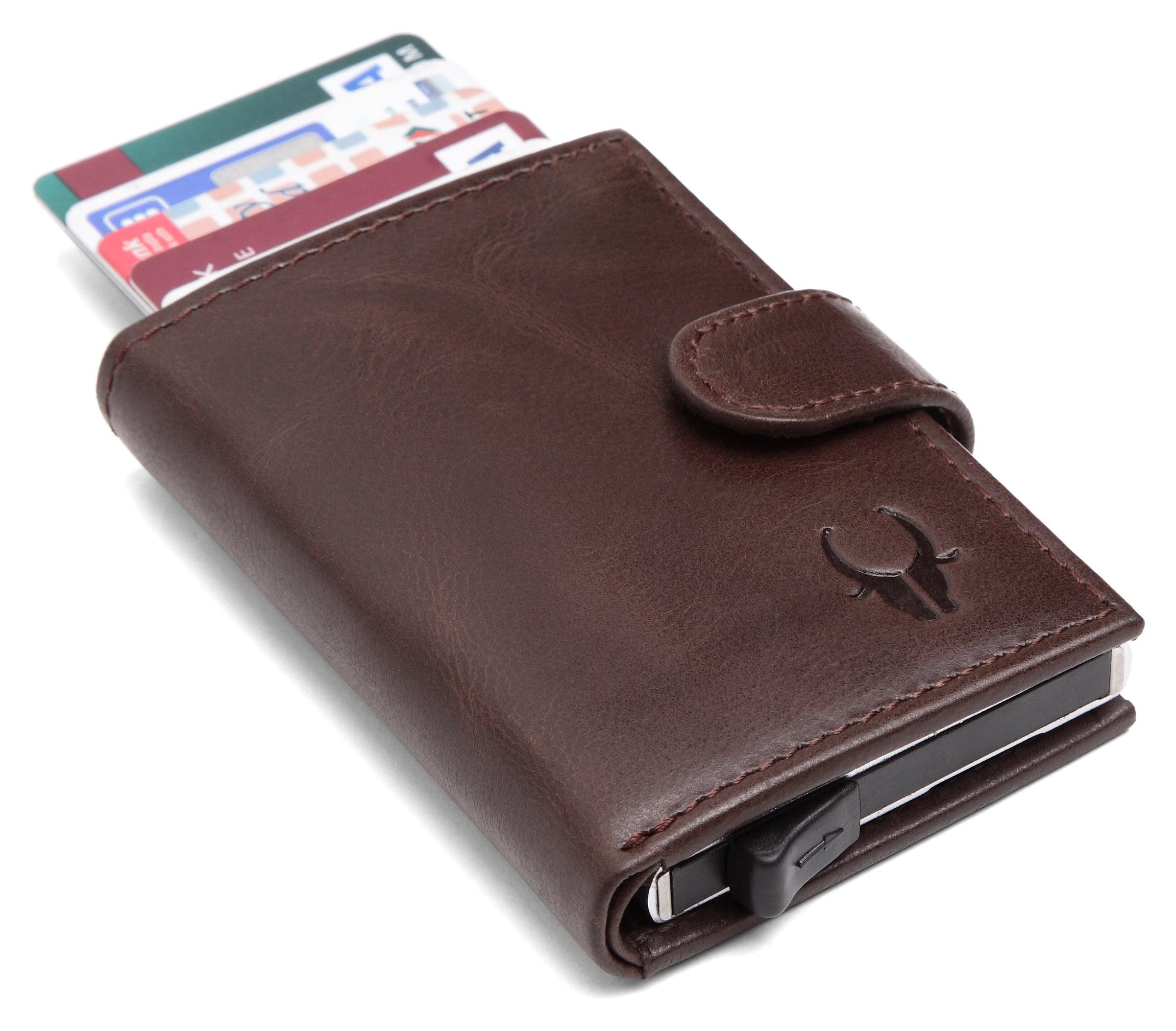 brown leather card case