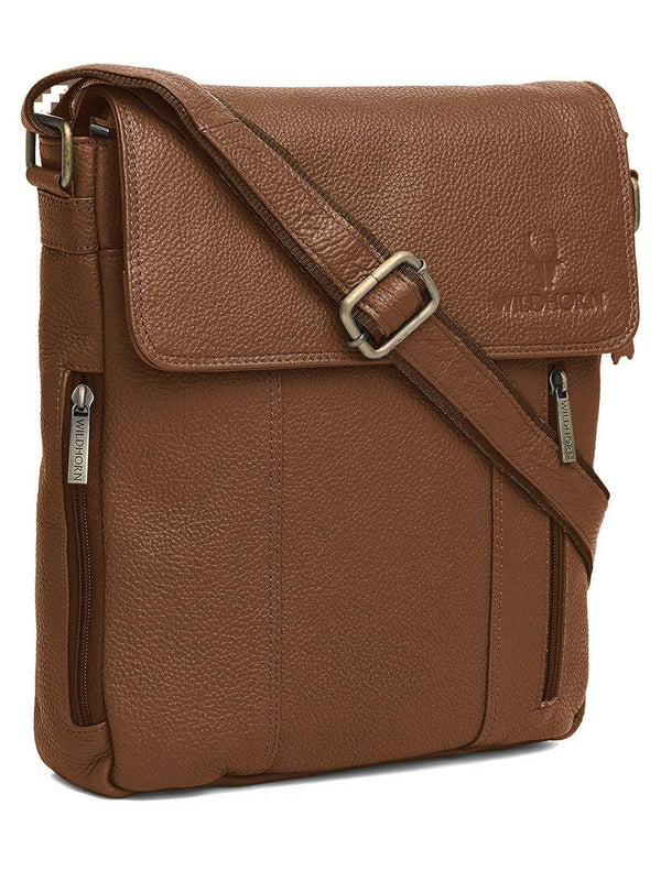WILDHORN® Original Leather 11 inch Sling Messenger Bag for Men I Multi