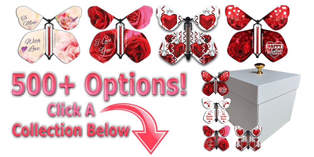 BUTTERFLYERS! Red Valentines Day Exploding Butterfly Box with Flying Butterflies (Big Hearts Flying Butterfly x 4)