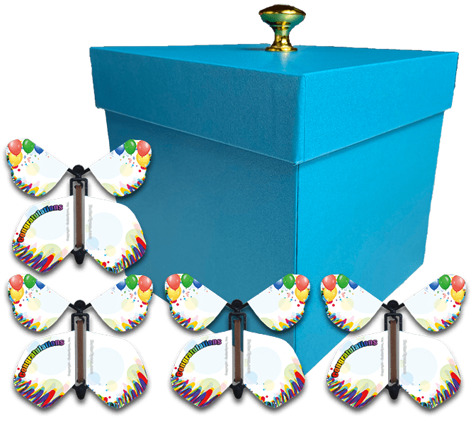 Black Exploding Butterfly Box with Birthday Flying Butterflies, Birthday Gifts Flying Butterfly x 4