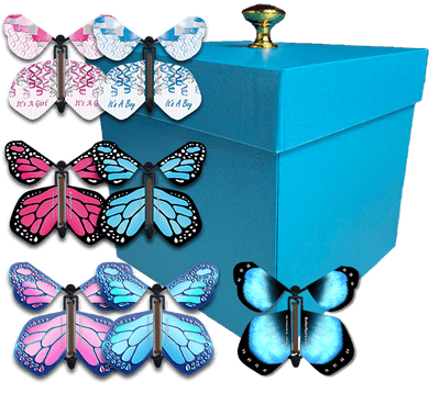 BUTTERFLYERS! Red Exploding Butterfly Box with Birthday Flying Butterflies (Birthday Gifts Flying Butterfly x 4)