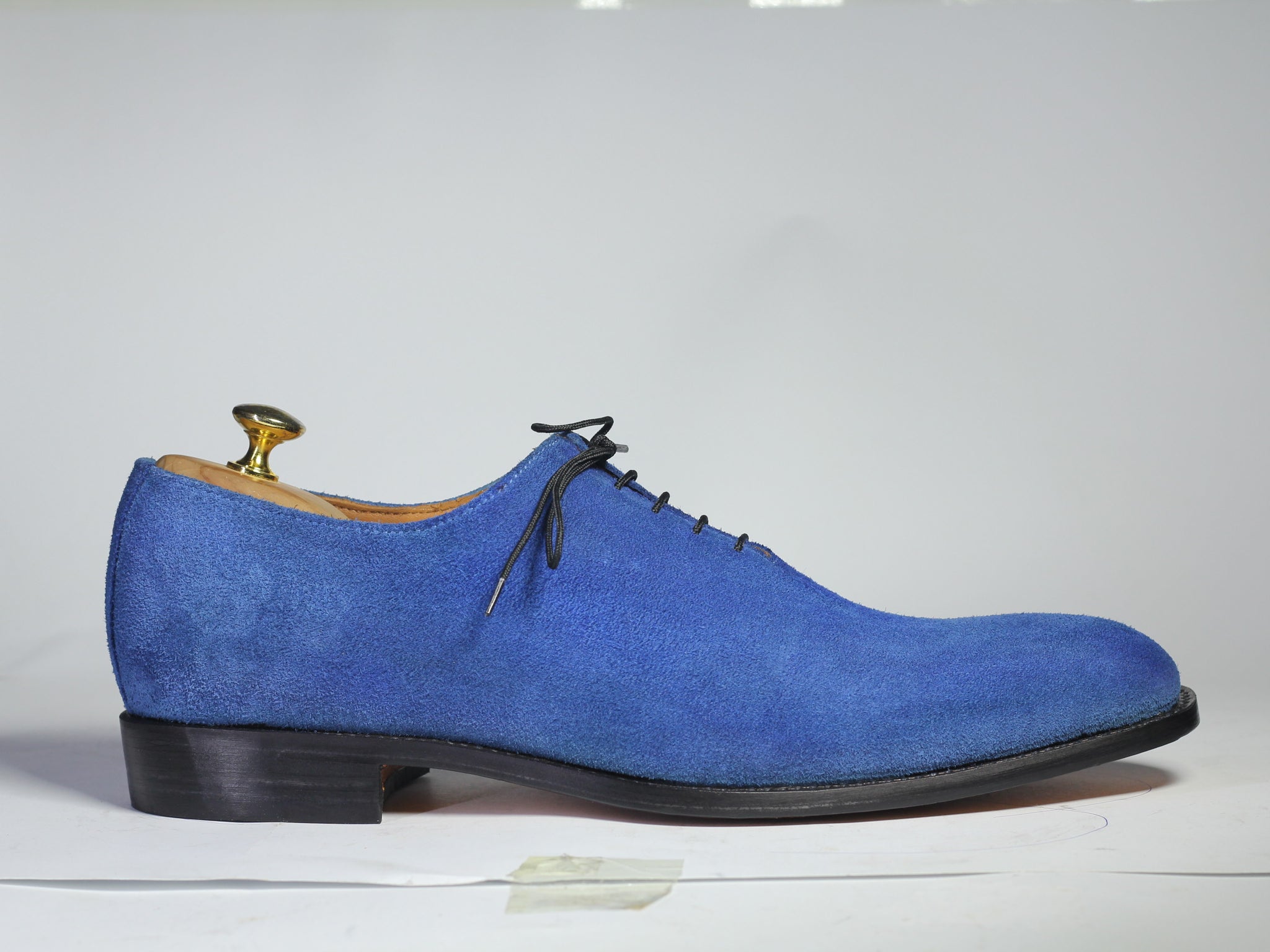 blue suede lace up shoes