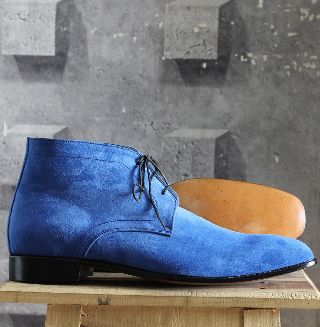 blue suede lace up boots