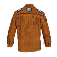 Load image into Gallery viewer, Men&#39;s Brown Cowboy Genuine Suede Jacket, Cowboy Suede Jacket With Fringes - leathersguru
