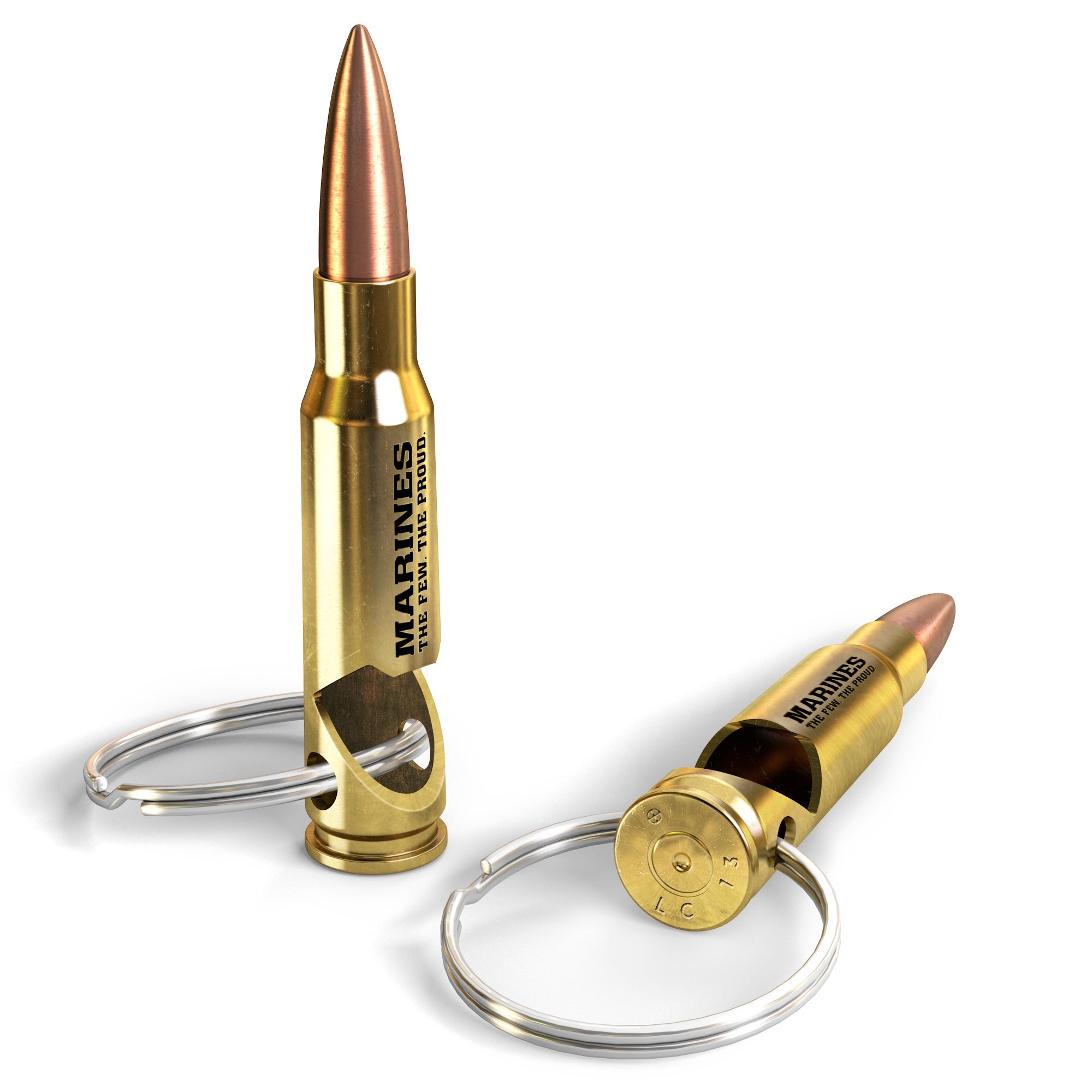 USMC Engraved .308/7.62 Real Bullet Bottle Opener Keychain