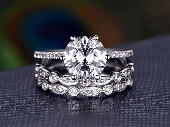 Moissanite Vintage Inspired Ring Sets – Flawless Moissanite