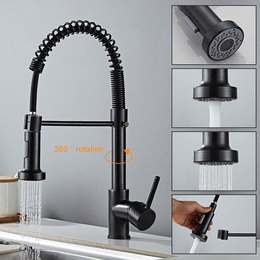 Grey Black Waterfall Sink Kitchen Faucet Hot Cold Mixer Wash Basin Multiple  Water Outlets Rotation Flying Rain Tap Single Hole - AliExpress