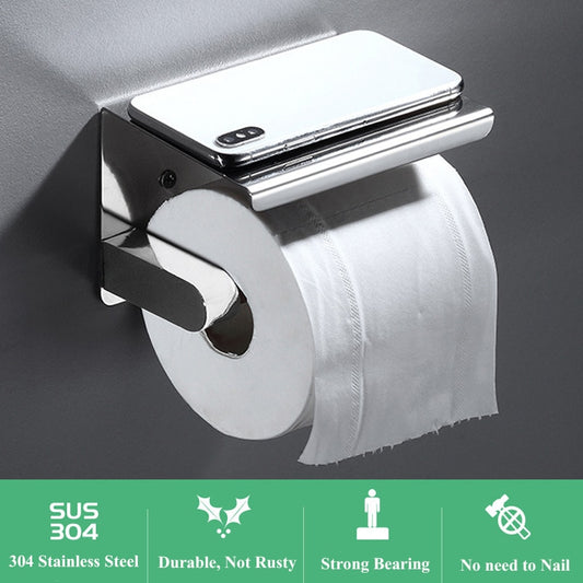 Toilet Paper Holder with Shelf Black - AODORAN Walnut Aluminum Rustproof  Wall Mounted Toilet Paper with Phone Shelf Bathroom Tissue Roll Holder  Toilet