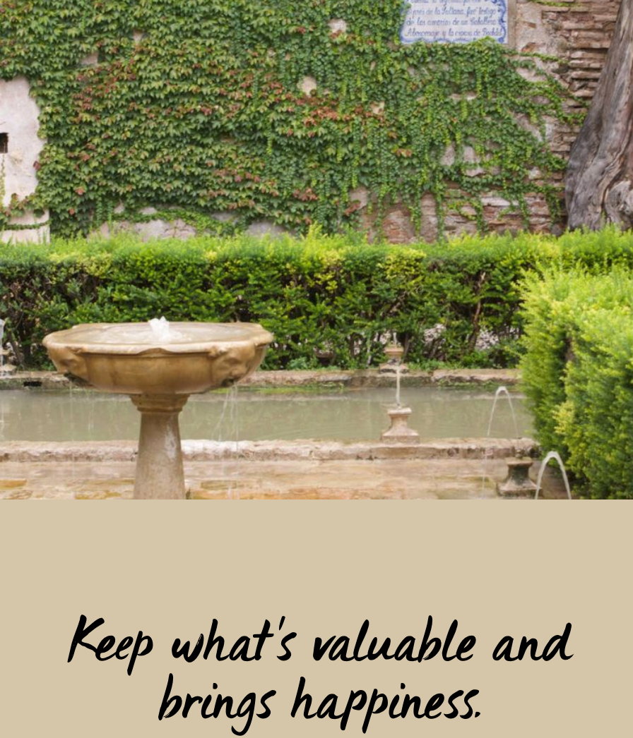 fountain at Alhambra Granada Spain caption Keep what's valuable and brings happiness