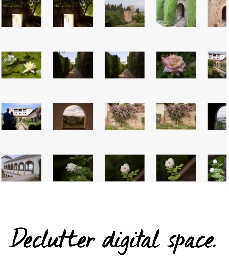 capture of photo album of photos from Alhambra Granada Spain. caption declutter digital space.