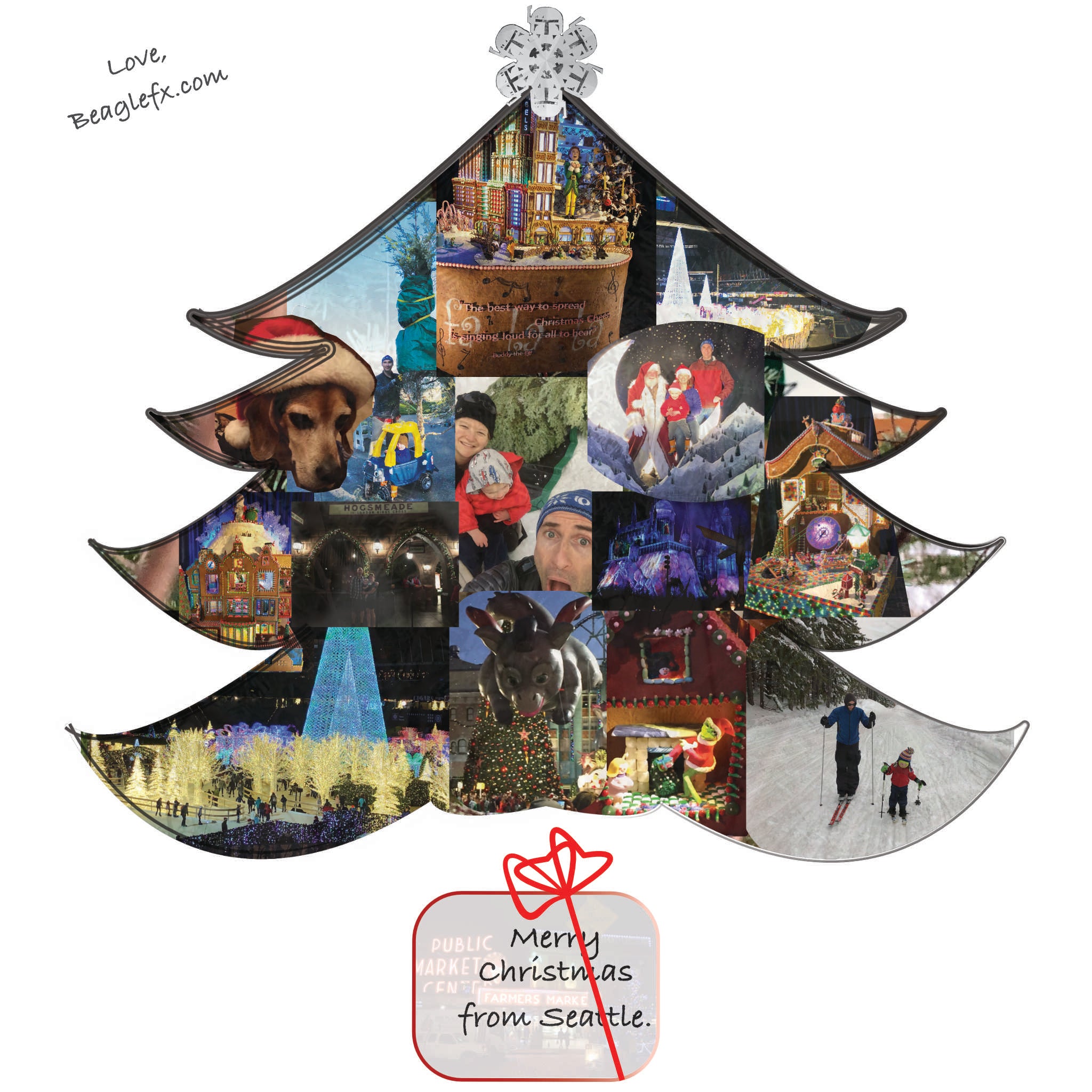 Christmas tree collage design from Beagle FX