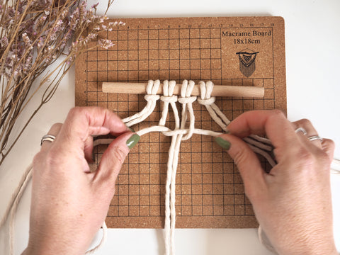 Square Knot Tutorial for macrame. The Joyful Studio