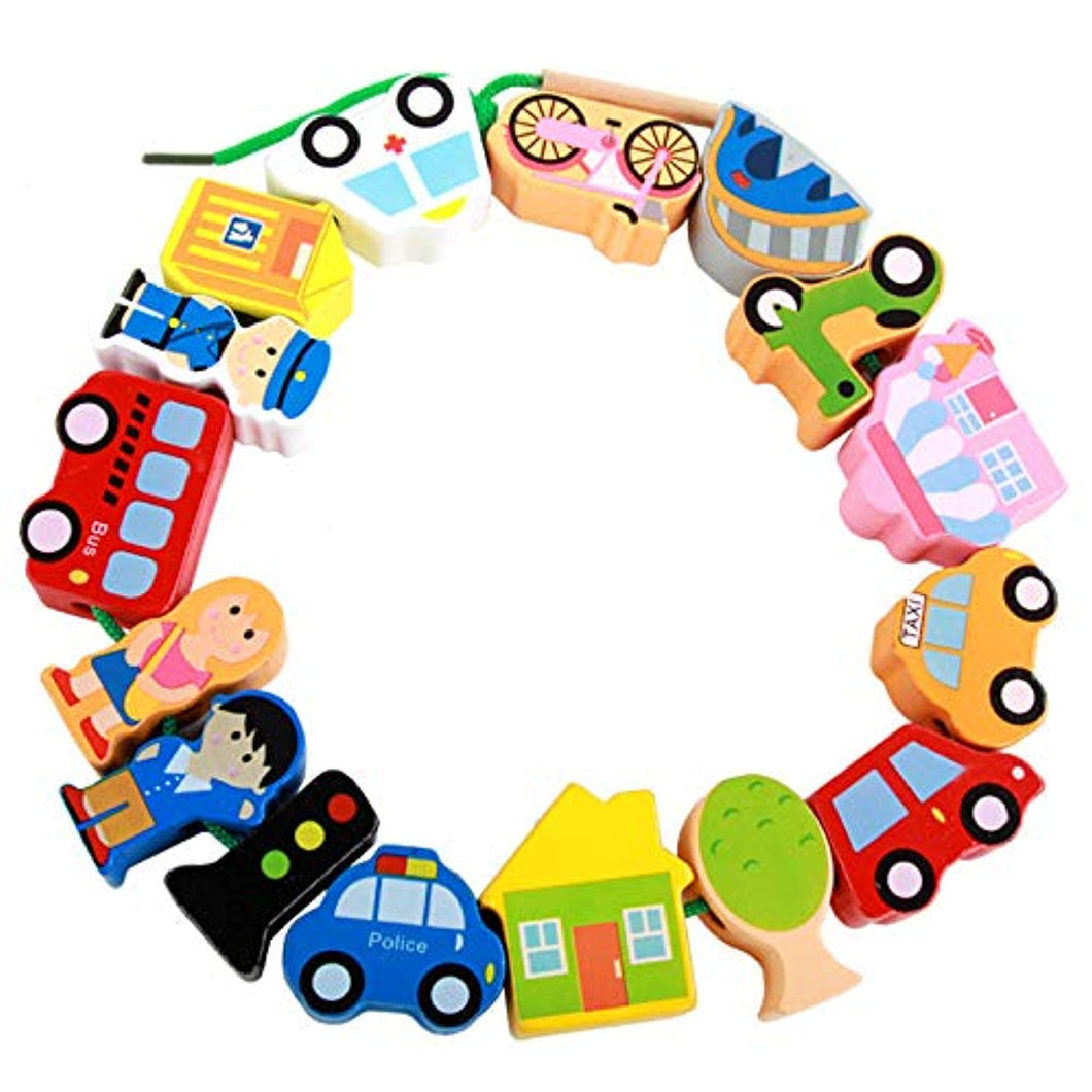 Wooden City figures and cars Lacing & Stringing Beads Toys for Above 3 Years - iBuy Africa 