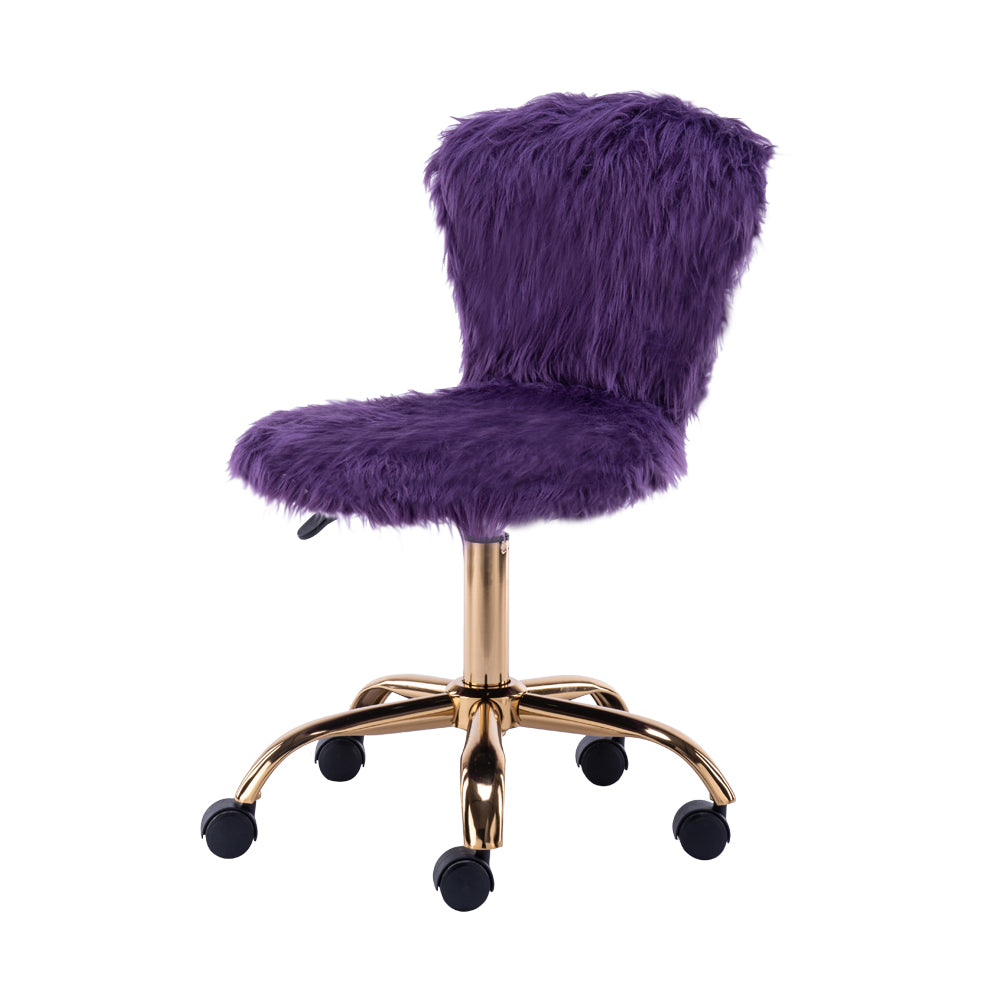 Gia Design Group Faux Fur Adjustable Swivel Vanity Chair Purple Flj Corporations