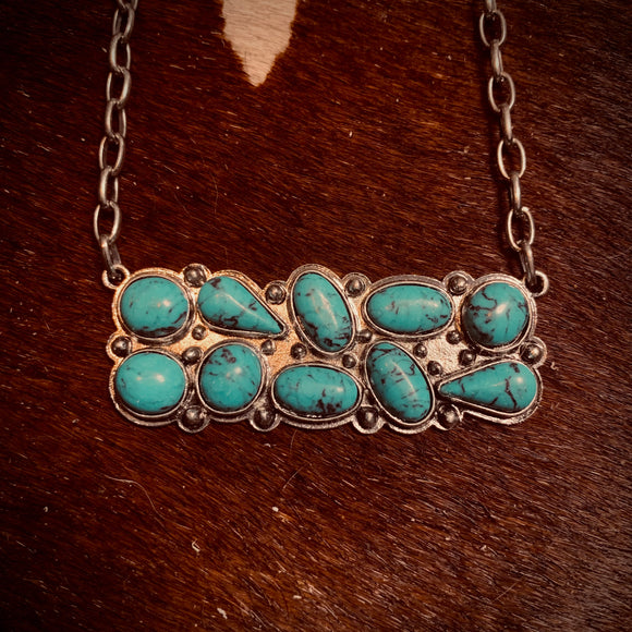 Candy Cluster Turquoise Slab Necklace