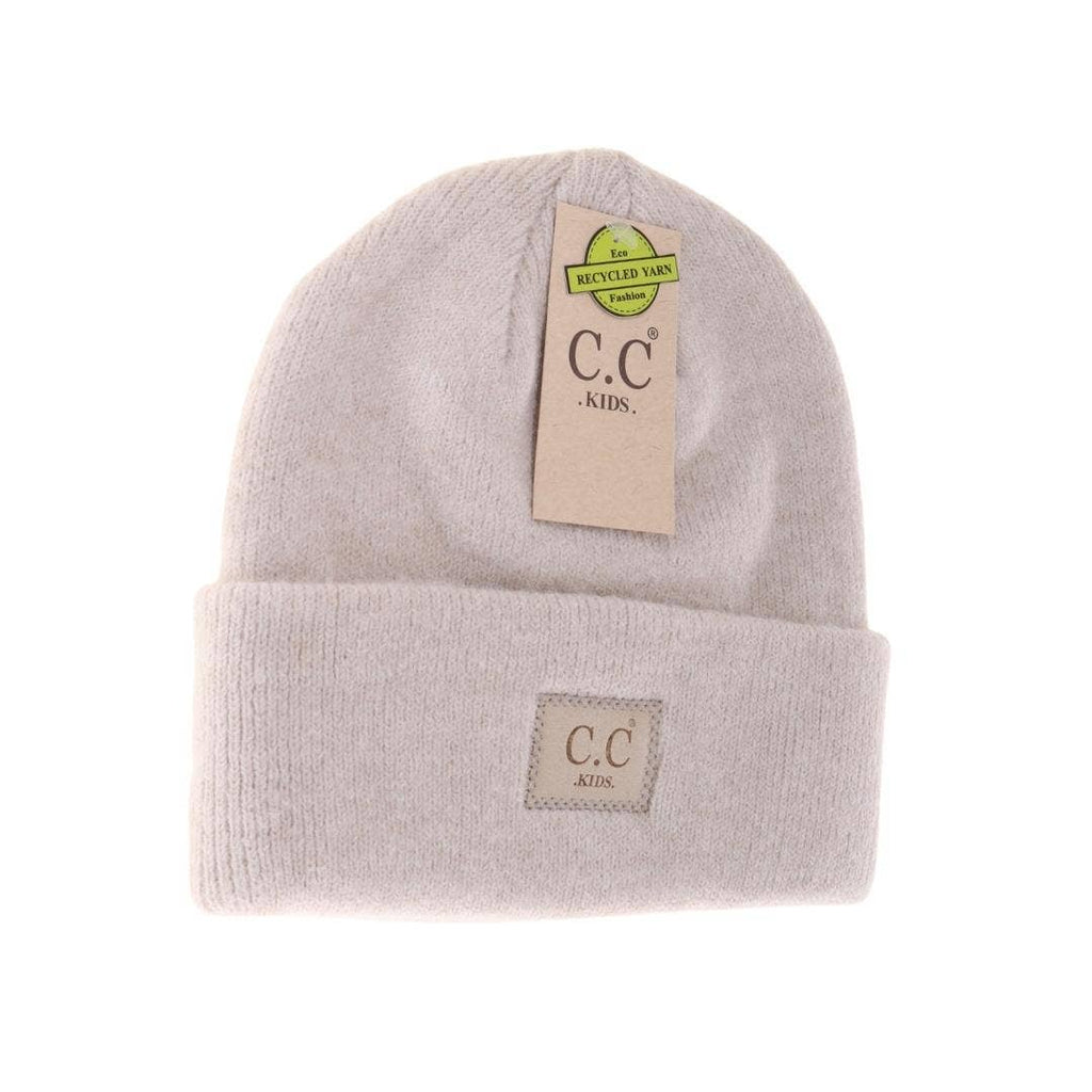 Soft Feather Yarn Striped Cuff C.C Beanie HTC0039 –