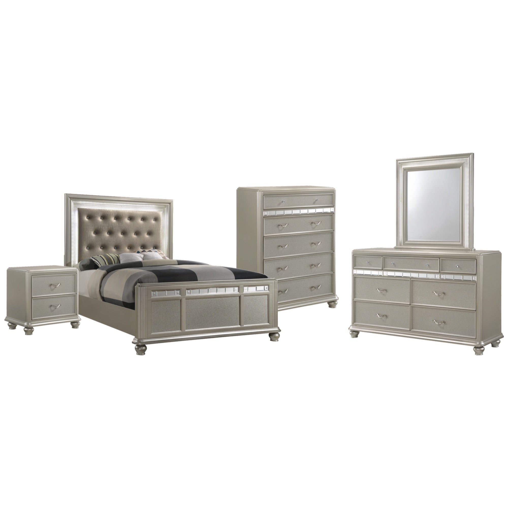 Stanley Collection Bedroom Set, Antique Platinum Finish B9506