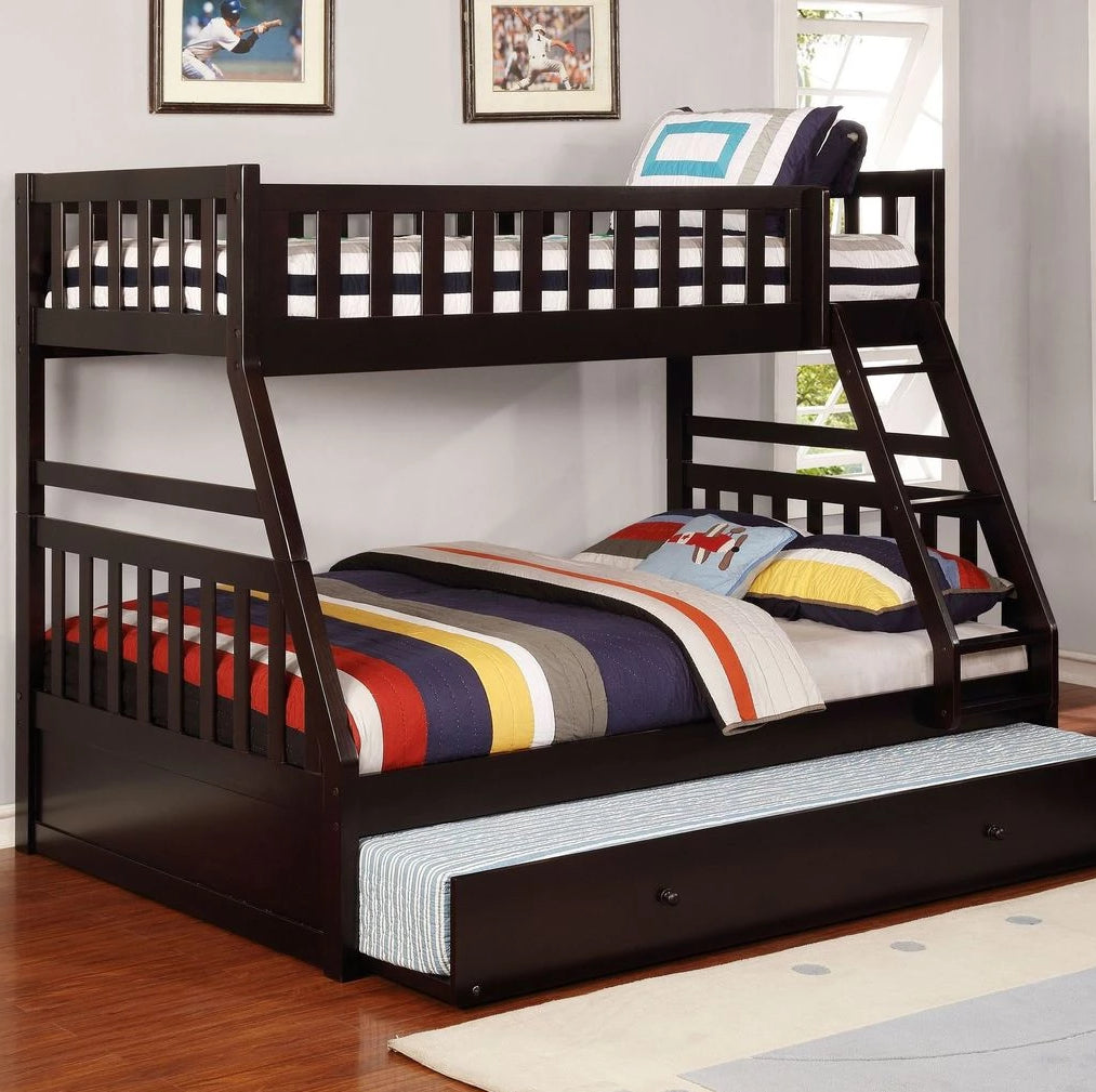 Logan Espresso Twin Full Bunk Bed Adams Furniture