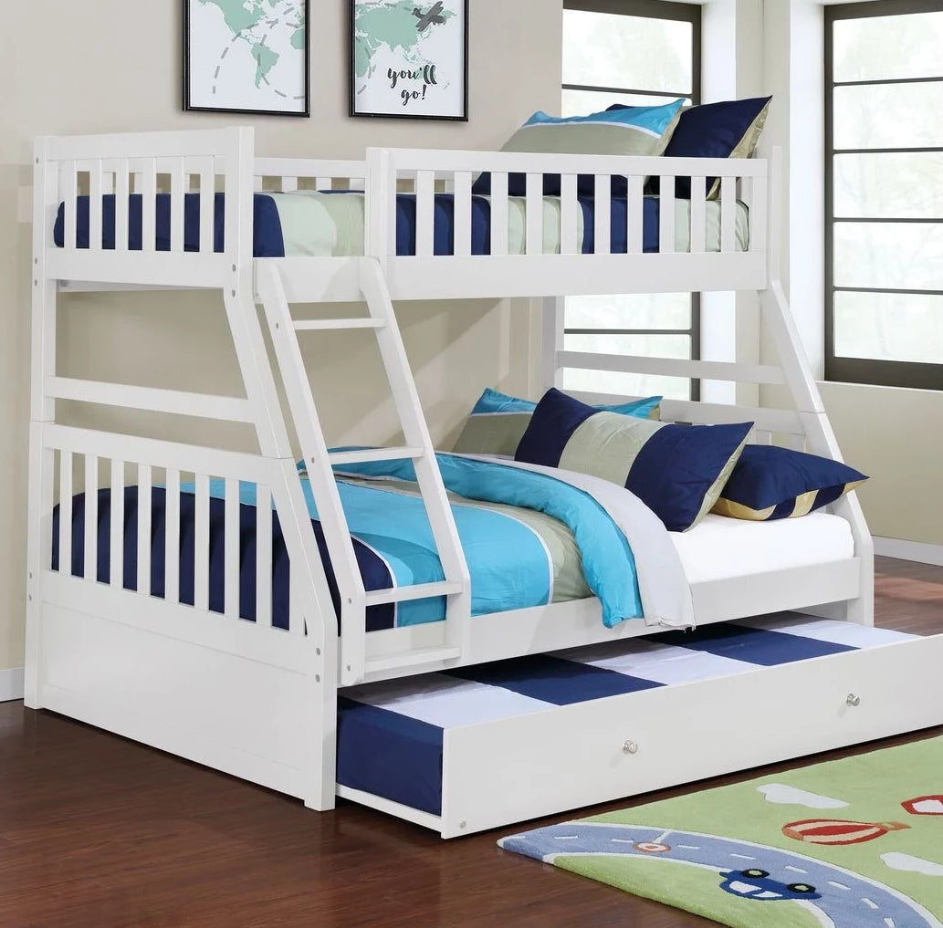 Logan White Twin Full Bunk Bed