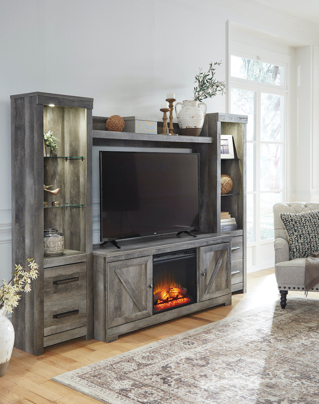 Wynnlow 4 Pice Entertainment Center With Fireplace Adams Furniture