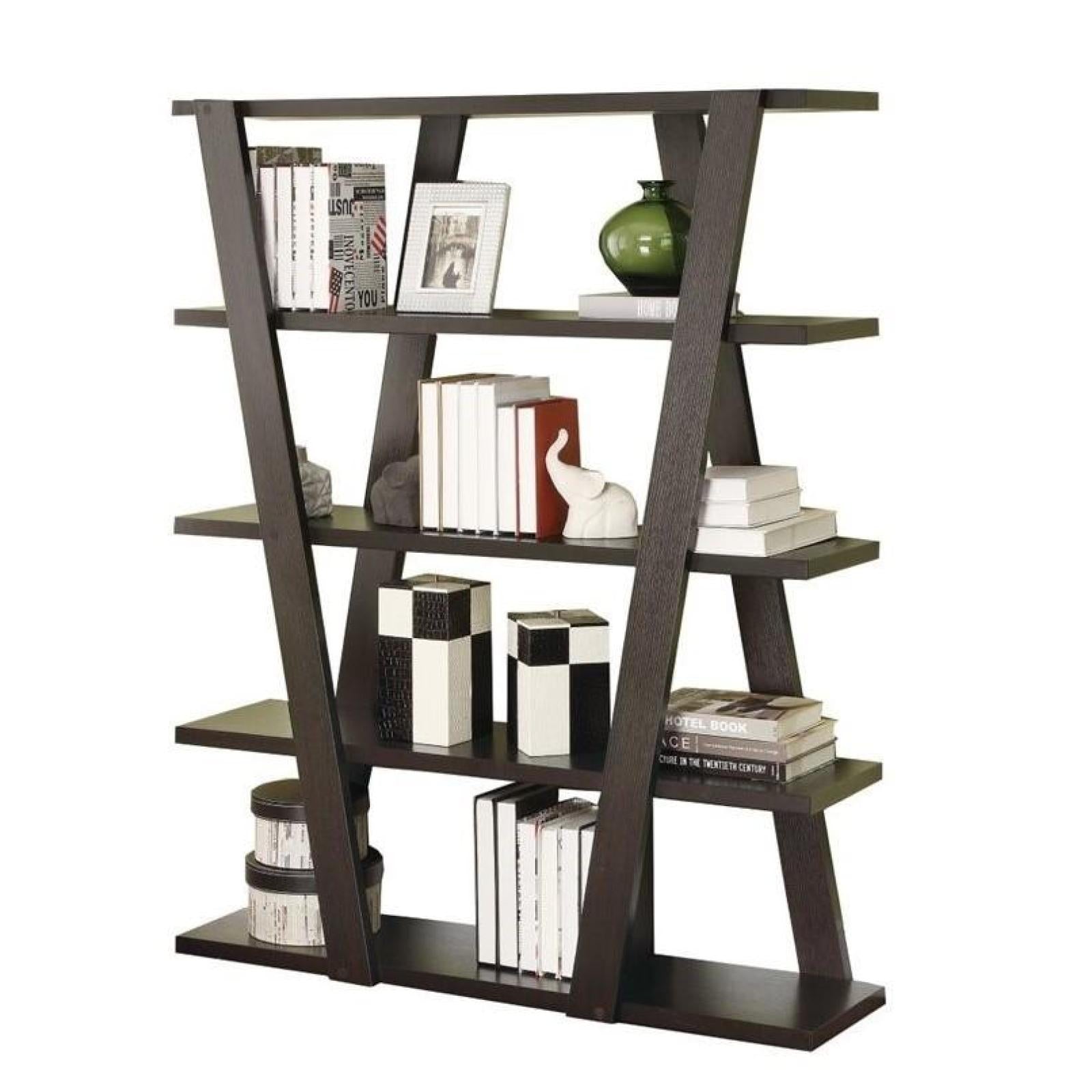 Modern Bookshelf With Inverted Supports Open Shelves Adams