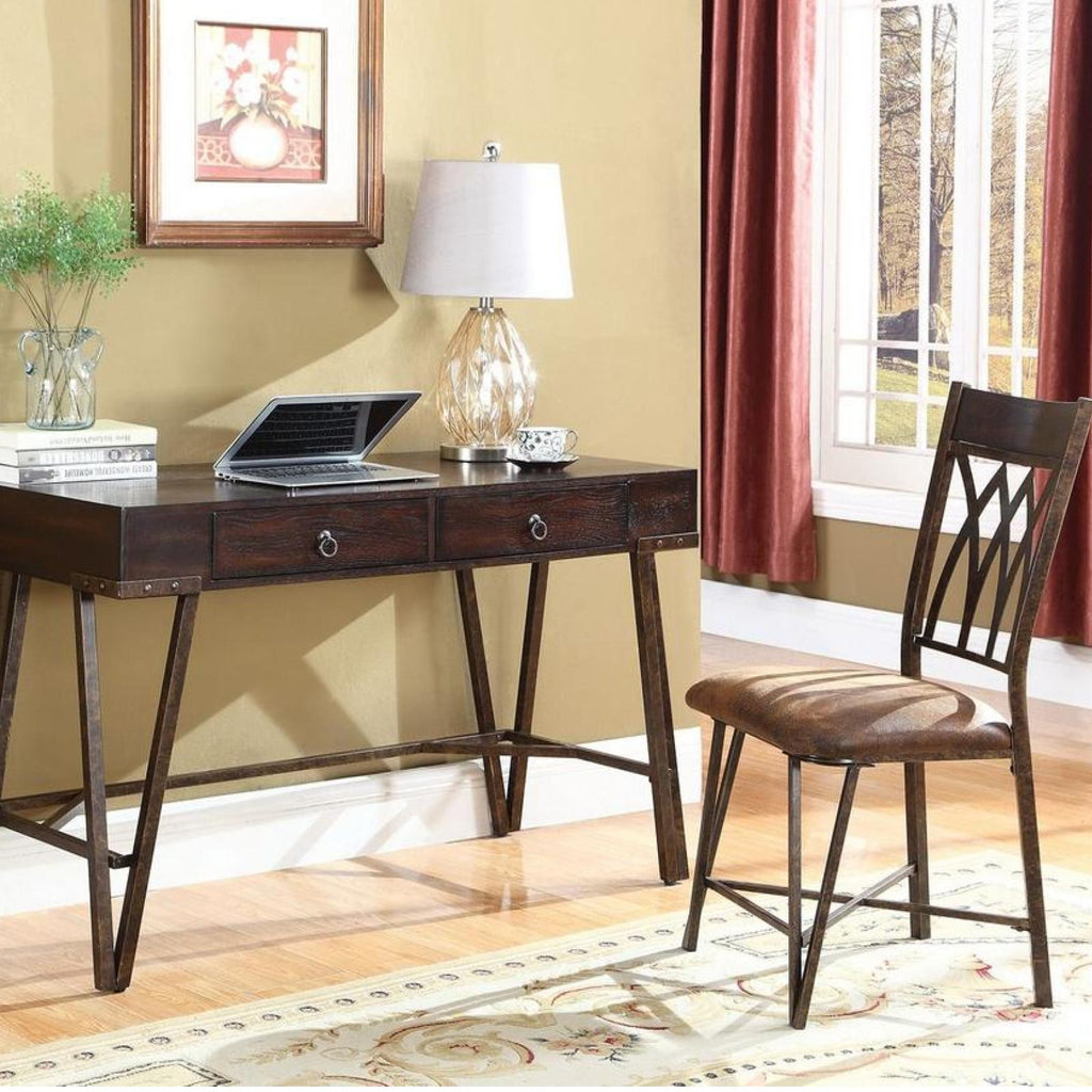 2 Pc Wood Table Desk With Two Drawers Desk Chair Set Adams