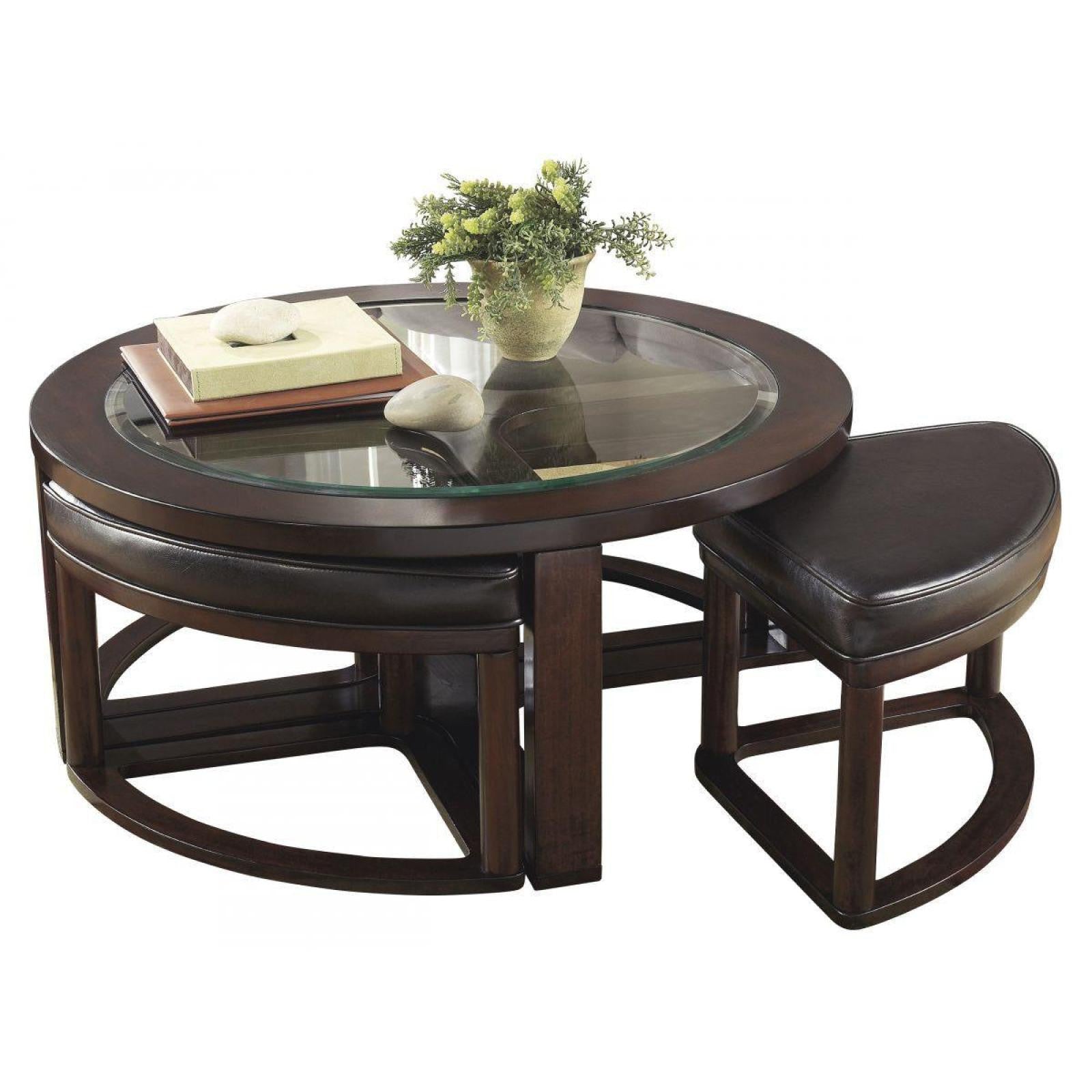 Marion Round Coffee Table With 4 Stools Adams Furniture