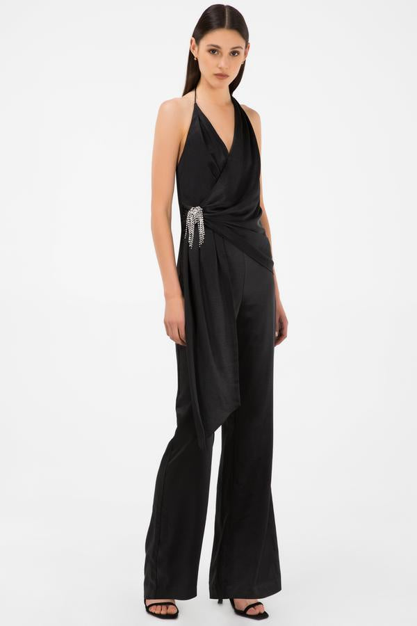 black halter jumpsuit