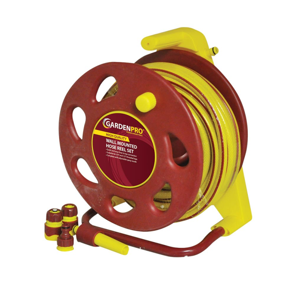 GARDEN PRO 15M WALL MOUNTABLE HOSE REEL SET