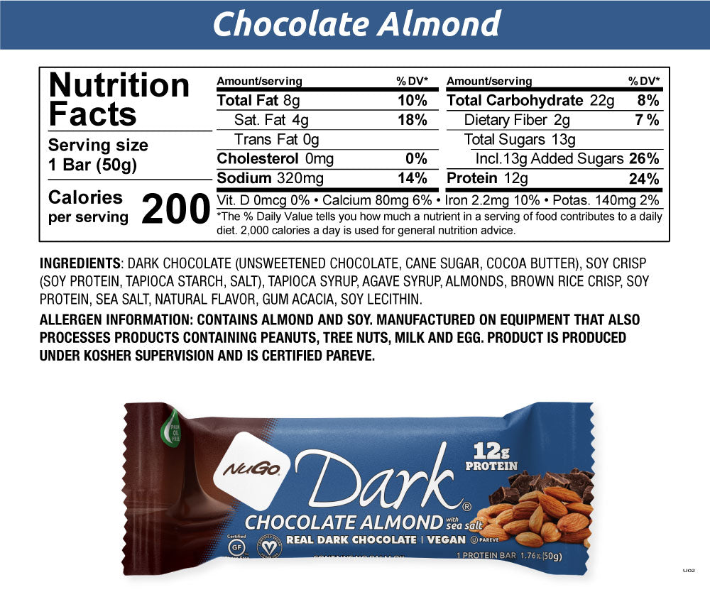 NuGo Dark Chocolate Almond Nutrition Facts