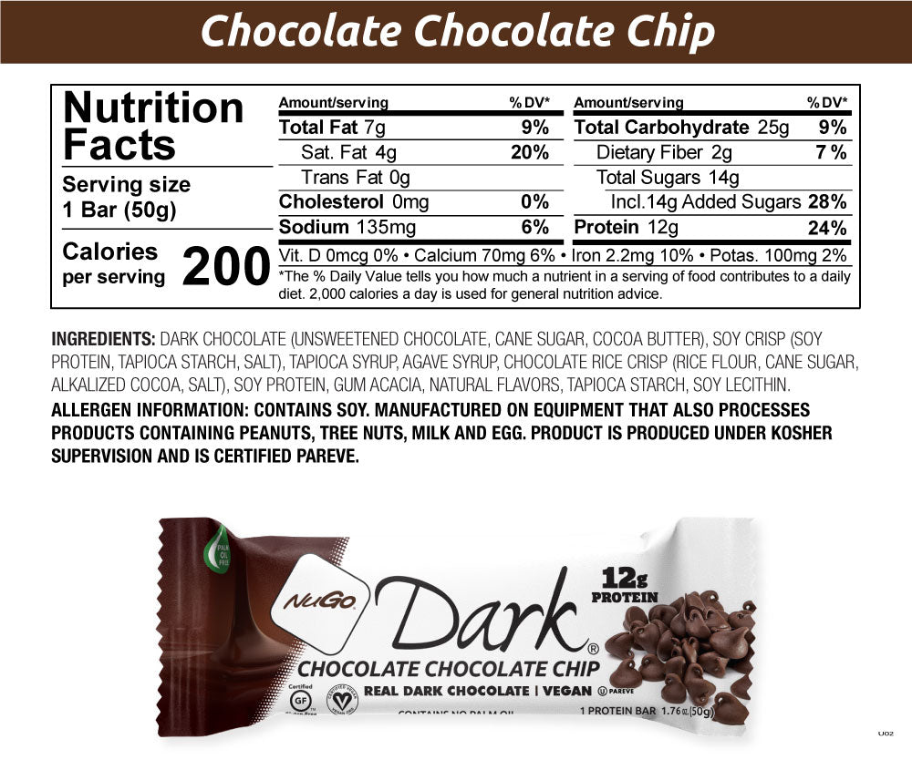 NuGo Dark Chocolate Chip Nutrition Facts