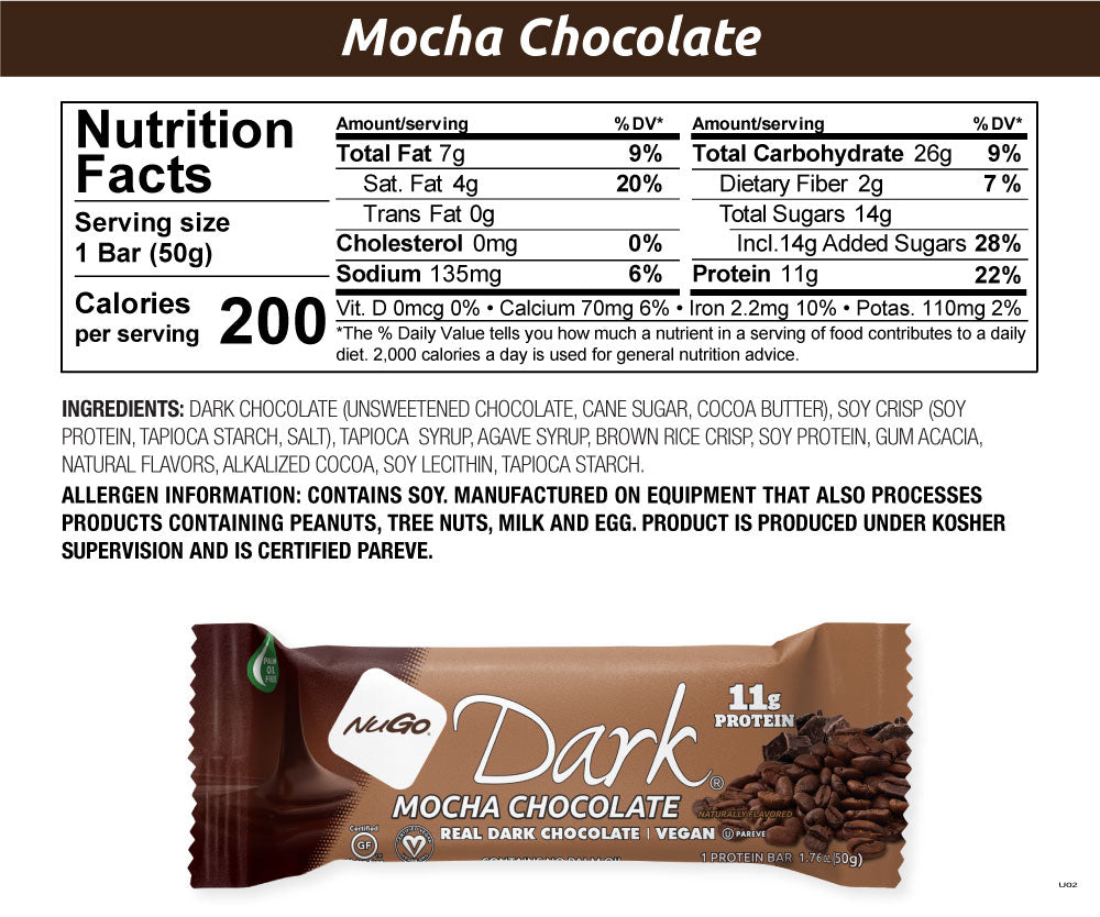 NuGo Dark Chocolate Mocha Nutrition Facts