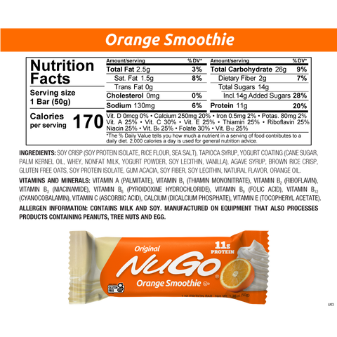 NuGo Original Orange Smoothie Nutrition Facts