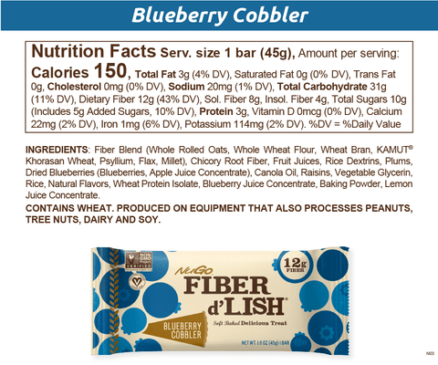 NuGo Fiber d'Lish Blueberry Cobbler Nutrition Facts