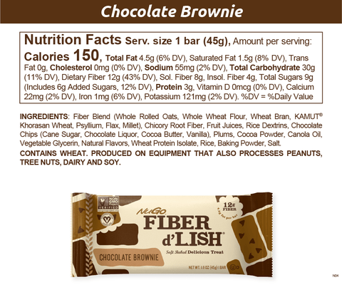 NuGo Fiber Chocolate Brownie Nutrition Facts