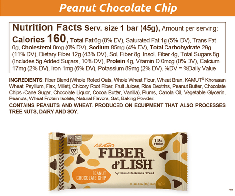 NuGo Fiber Peanut Chocolate Chip Nutrition Facts