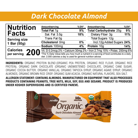 NuGo Organic Dark Chocolate Almond Nutrition Facts