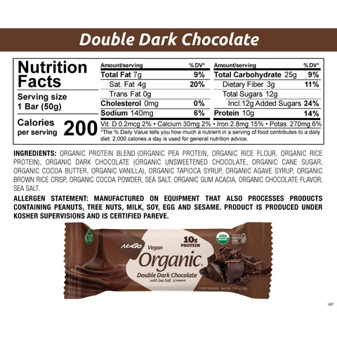 NuGo Organic Double Dark Chocolate Nutrition Facts