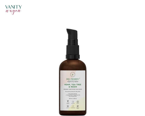 Vanity Wagon I Juicy Chemistry Organic Face Wash for Acne Prone and Oily Skin with Hemp, Tea Tree and Neem
