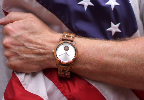 Wooden watch military discount American flag
