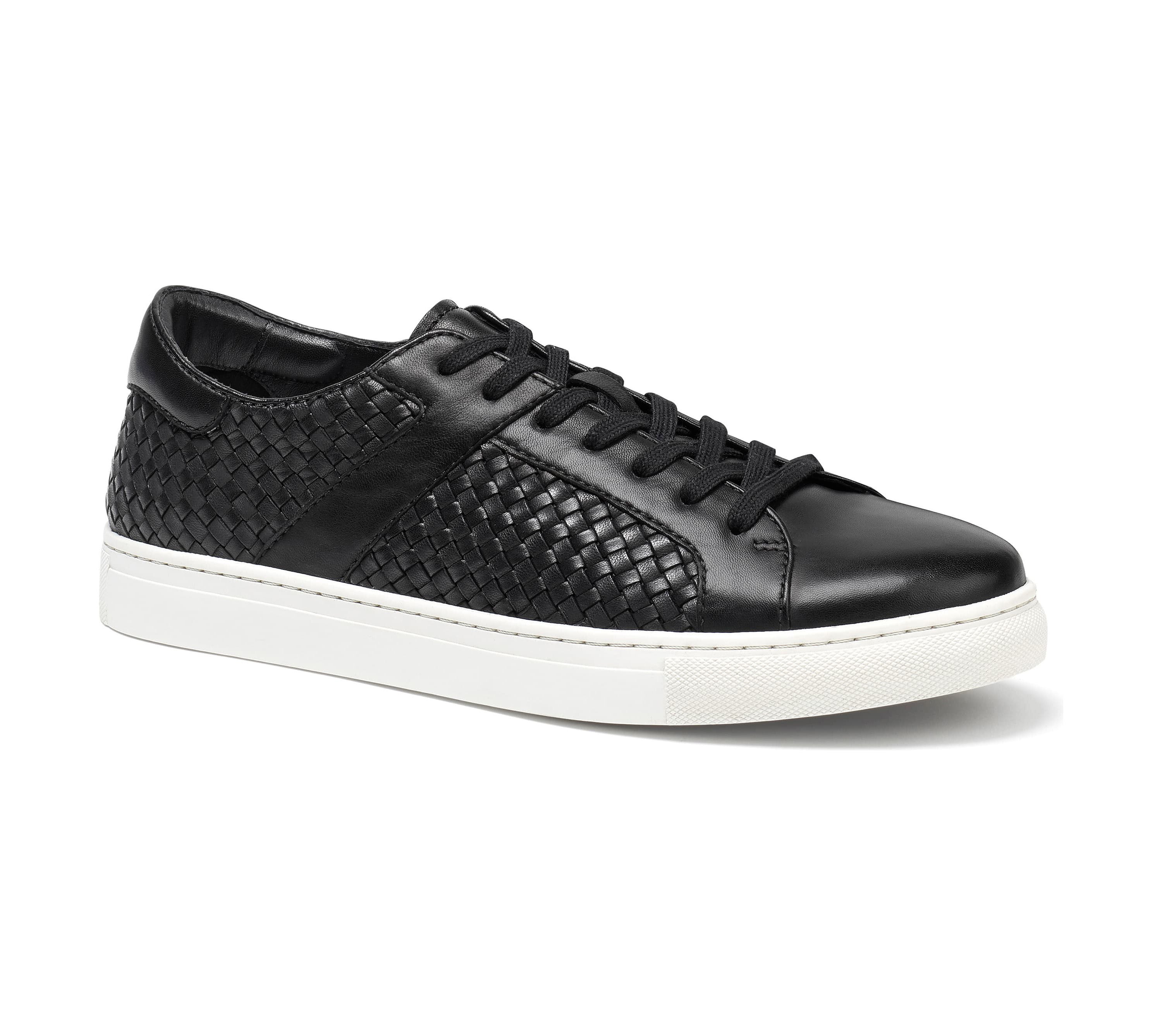 Black Braided Low Top Leather Sneaker for Men | The Royale Peacock ...