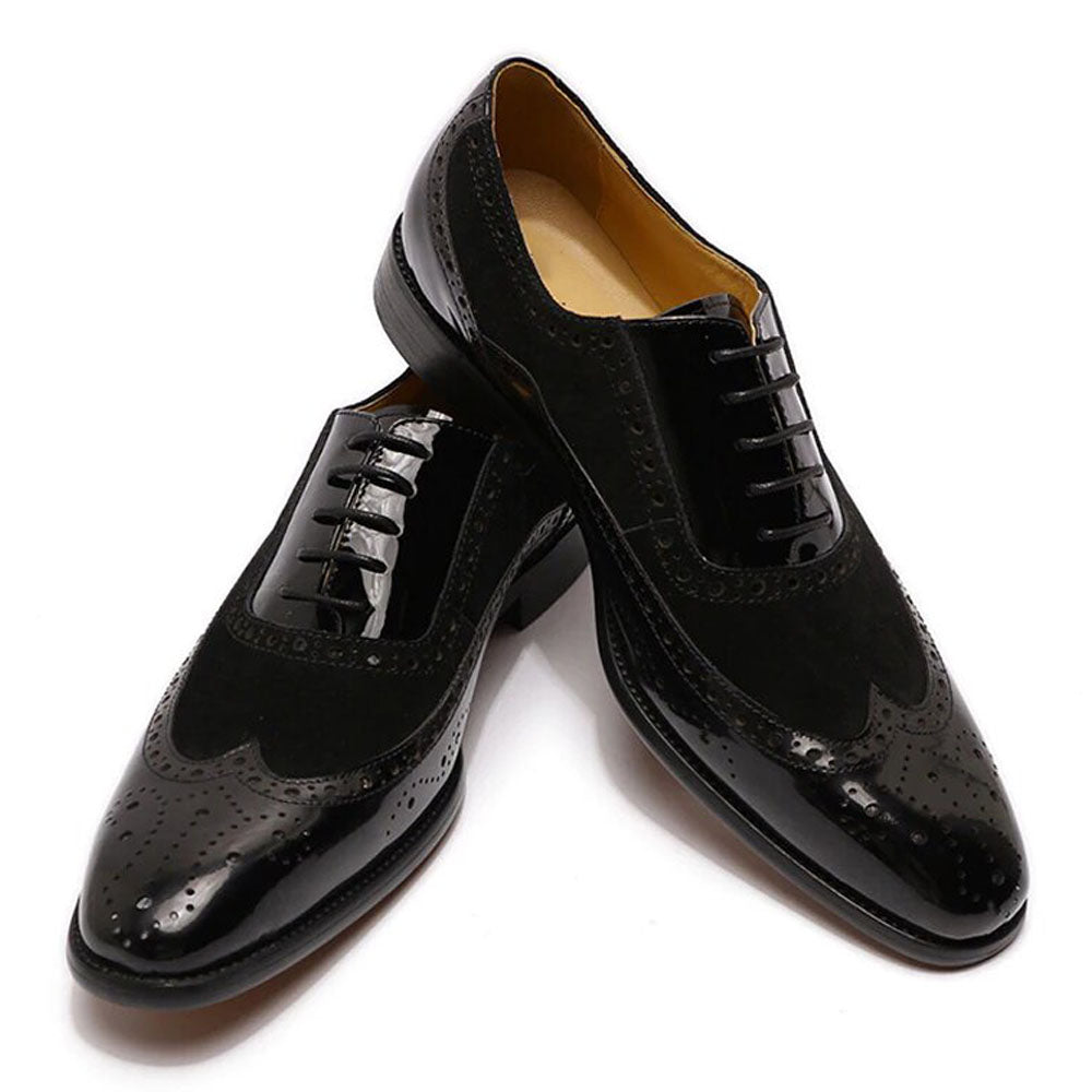 black patent brogues mens