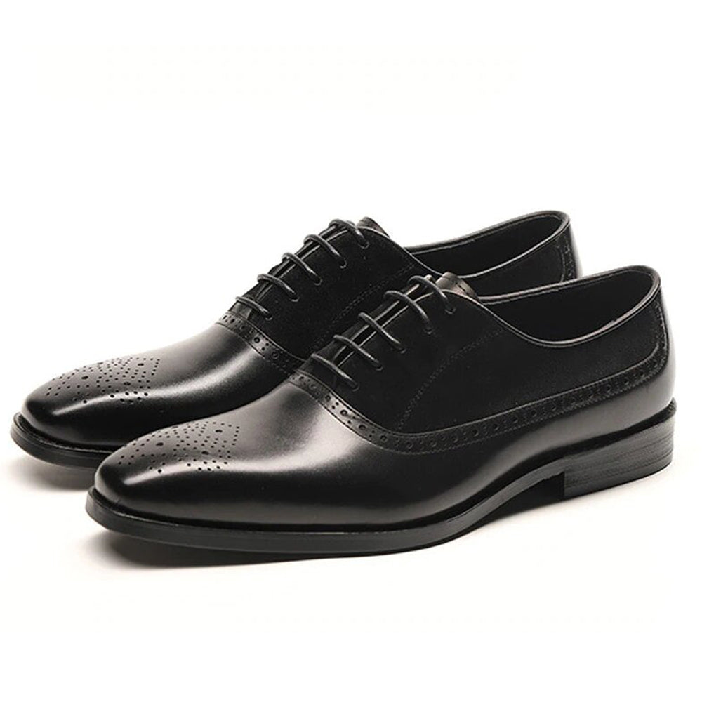 Black Leather and Suede Oxford Shoes 