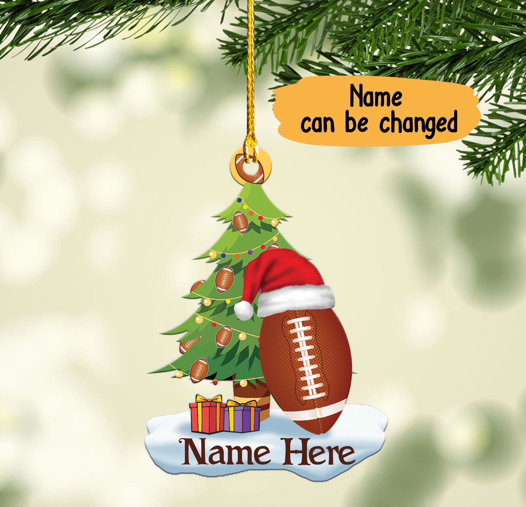 Personalized Football Tree Christmas Ornament Jennie Art