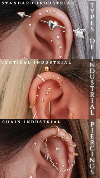 Different Types of Industrial Piercings Barbell Chain Earrings - Impuria Jewelry
